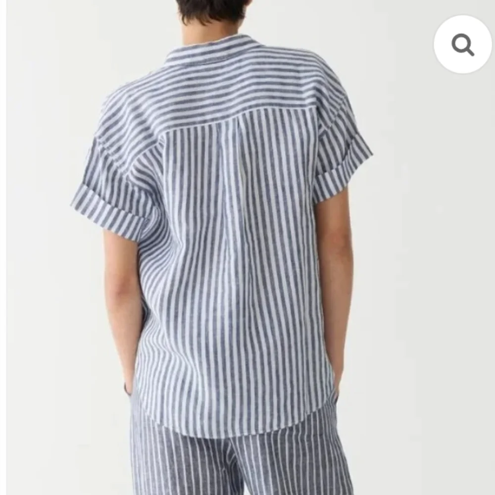 J. Crew Capitaine Linen Shirt, Blue Stripe, Size M - Picture 3 of 7
